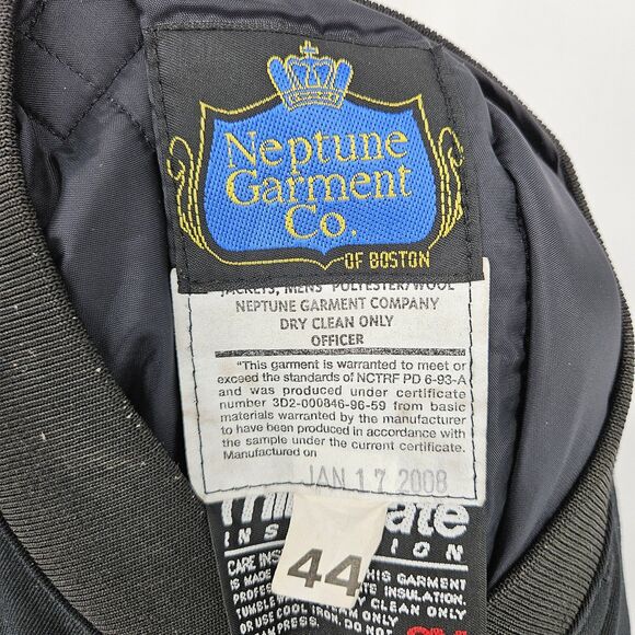 Neptune Garment Co Jacket Mens 44 Black Officer Thinsulate Insulated Winter Coat - Picture 8 of 10